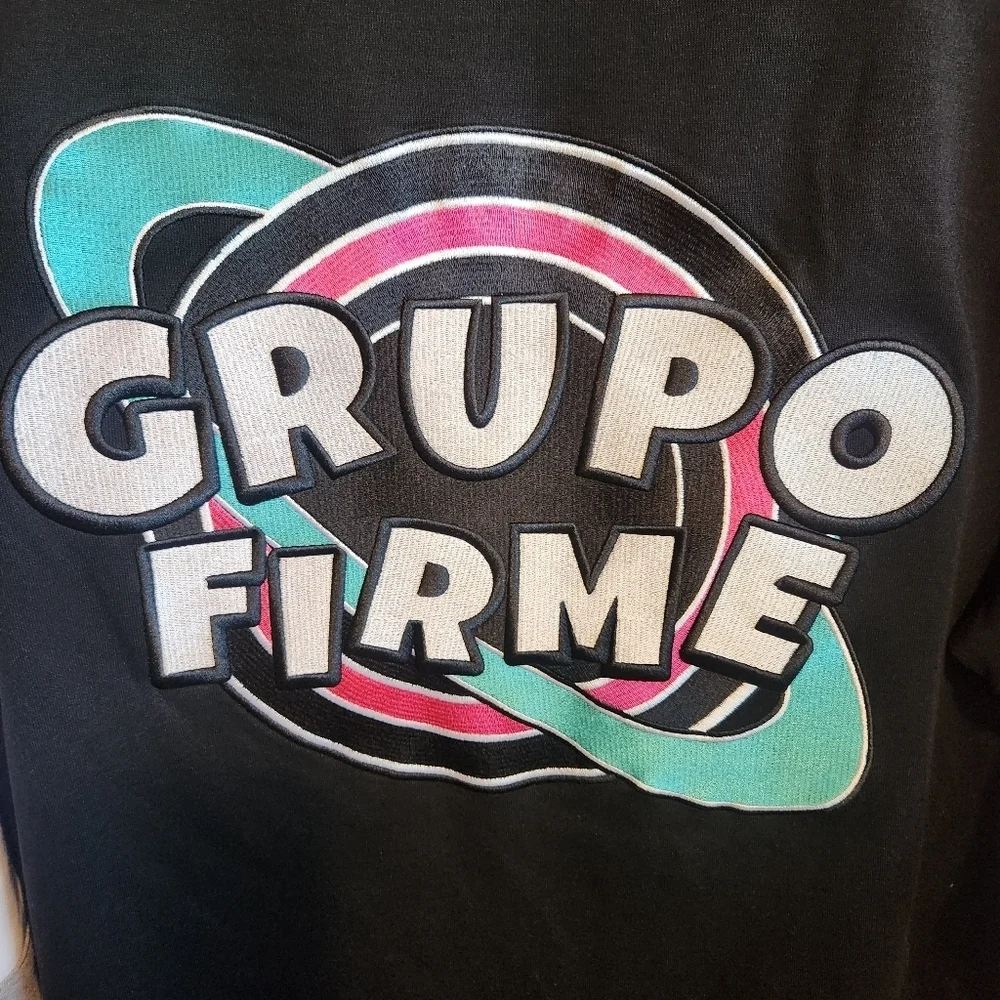 Men's Grupo Firme Embroidered Sweater Sweatshirt MUSICVIP Black Large Like New! - Picture 4 of 9